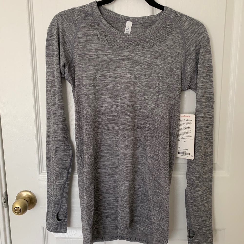 Lululemon Grey Swiftly Tech LS Crew Size 8 NWT
